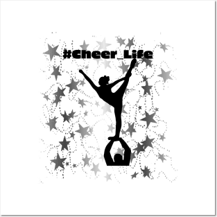 #cheer_Life Design with Silver Star Background Posters and Art